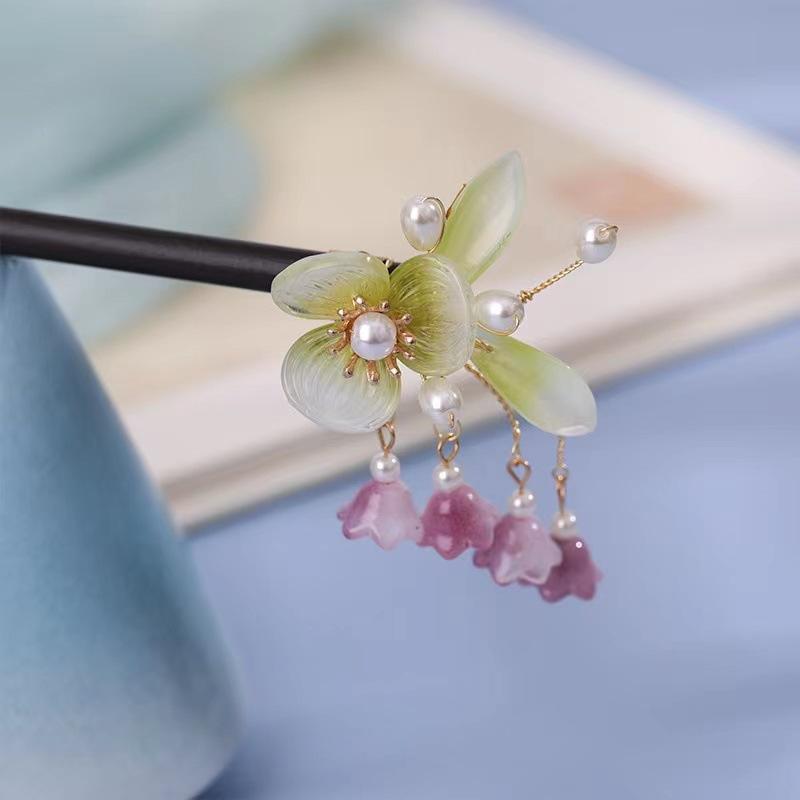 髪飾り レディース 高級感 スズラン まとめ髪 ヘアアクセサリー 木製 古風 チャイナドレス 漢服 かんざし 浴衣 和装小物