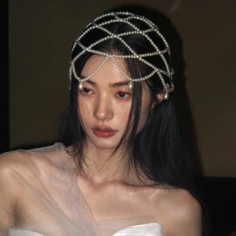 ヘアアクセサリー レディース 花嫁 ブライダル 手作り 高級感 華やか ボリューム 大ぶり パール フェイクパール ビーズ 水滴 帽子型 結婚式 ウェディング ...