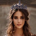 ヘアアクセサリー レディース レトロ バロック調 王冠 クラウン ティアラ カチューシャ 髪飾り 合金 電気メッキ加工 ブラック レッド グリーン 結婚式 パー...