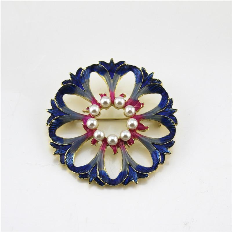 ブローチ 男女兼用 フラワーブーケ パール ラインストーン エナメル 欧米風 合金製 電気メッキ加工 ブルー 上品なコサージュ フォーマル カジュアル 結婚式 入学式 卒業式