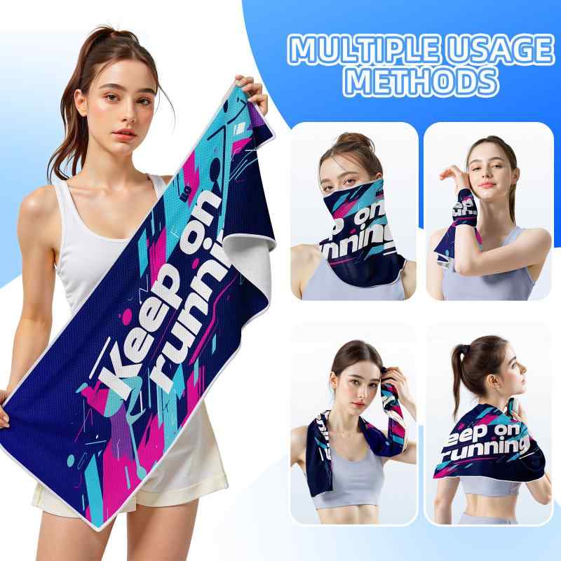 スポーツタオル 汗拭きタオル 吸汗 速乾 接触冷感 UVカット 日焼け止め マイクロファイバー ランニング..