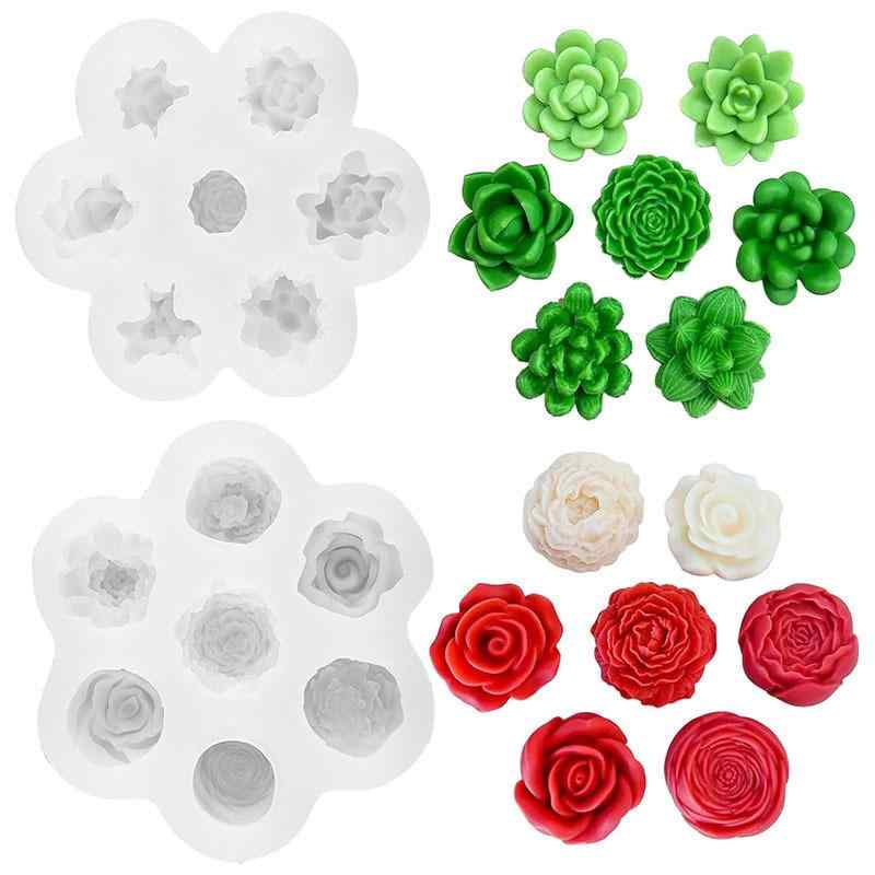 シリコンモールド 多肉植物 ローズ 牡丹 花蕾 鉢植え フラワー DIY レジン アロマキャンドル 置物 オブジェ 作成 型 セット