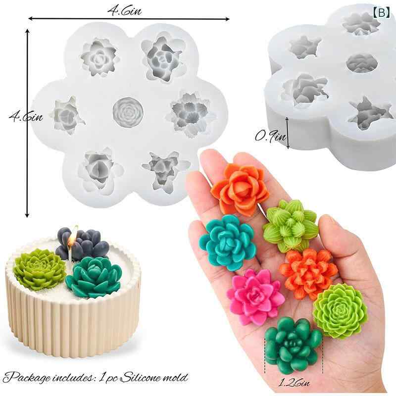 セキュアデポのシリコンモールド 多肉植物 ローズ 牡丹 花蕾 鉢植え フラワー DIY レジン アロマキャンドル 置物 オブジェ 作成 型 セット｜アングル3