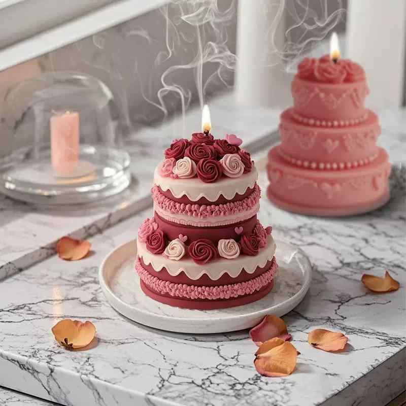 ケーキ型 シリコンモールド バラ 薔薇 ケーキ アロマキャンドル アロマストーン 手作り石鹸 DIY ハンドメイド クラフト 耐熱 繰り返し使える 柔軟性