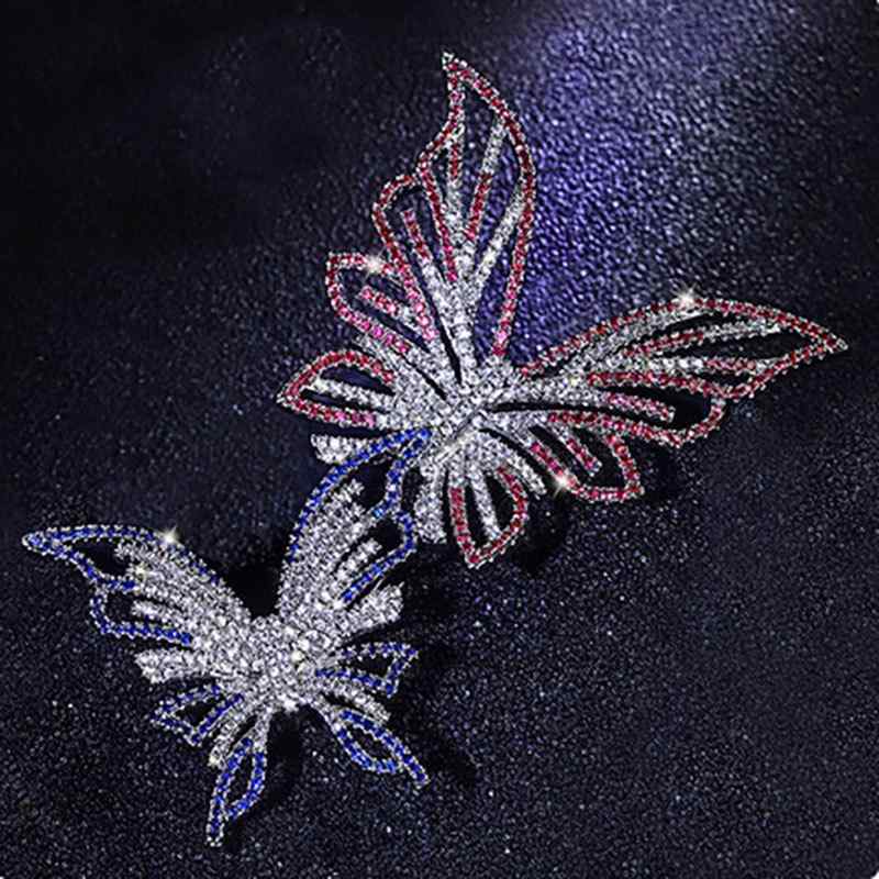 ブローチ レディース 高級感 華やか エレガント ダブルバタフライ ジルコニア ラインストーン 防走光 目隠しピン 万能 多用途 スーツ ジャケット コート ワンピース ドレス 結婚式 パーティー 卒業式 入学式 発表会