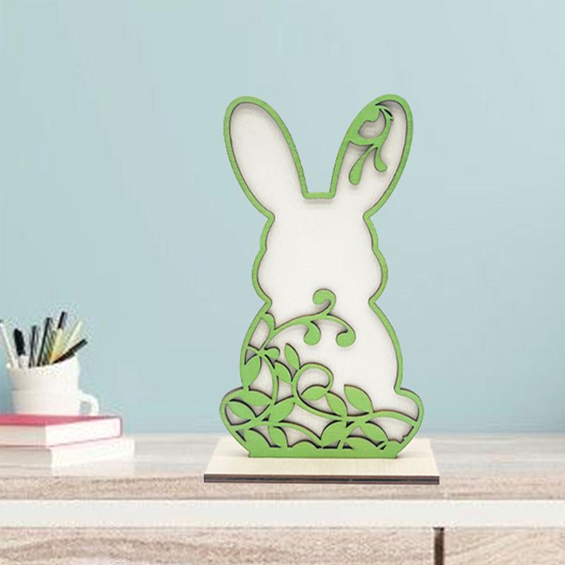 オブジェ イースター ウサギ 黄楊木製 グリーン 卓上 インテリア 飾り かわいい おしゃれ モダン シンプル 季節飾り リビング 玄関 部屋 ディスプレイ