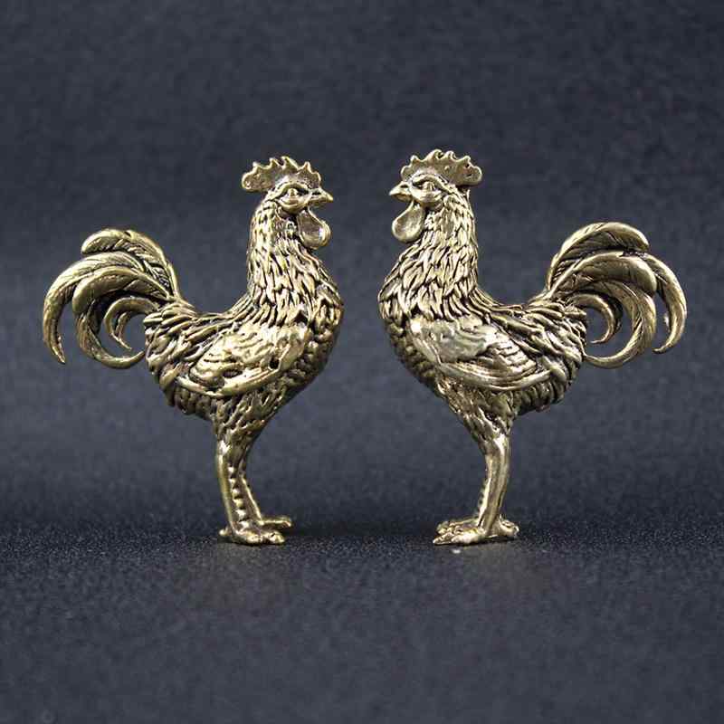 置物 オブジェ 真鍮製 独立した雄鶏 一鳴驚人 中華風 開運 風水 縁起物 干支 酉 デスク オフィス インテリア 卓上飾り ギフト 贈り物