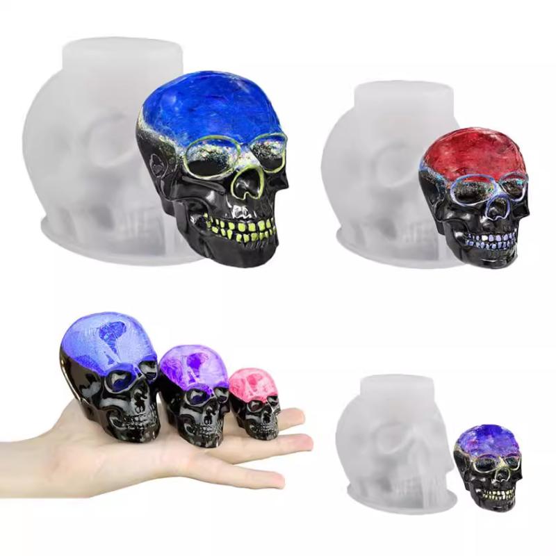 シリコンモールド DIY レジン 石膏 ハロウィン スカル ドクロ アロマキャンドル オブジェ 置物 手作り キット アンティーク風 レトロ風 ハンドメイド クラフト