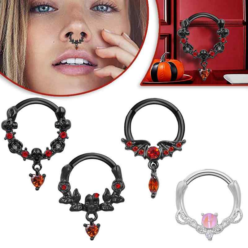 鼻ピアス 男女兼用 ユニセックス ステンレス 欧米風 ハロウィン ゴーストヘッド ハート型 ヒップホップ ラインストーン シンプル カジュアル ファッション アクセサリー ギフト プレゼント