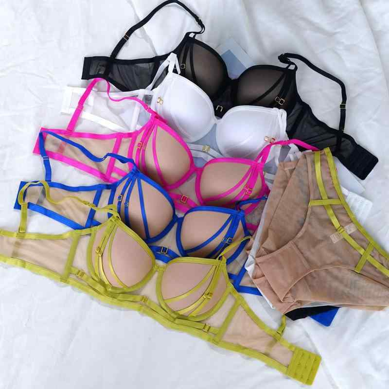 ブラジャー レディース 寄せ上げ 谷間メイク 垂れ防止 リフトアップ セクシー ショーツセット バイカラー 切り替え ストラップデザイン 高級感 エレガント 3/4カップ ボリュームアップ パッド入り 快適素材