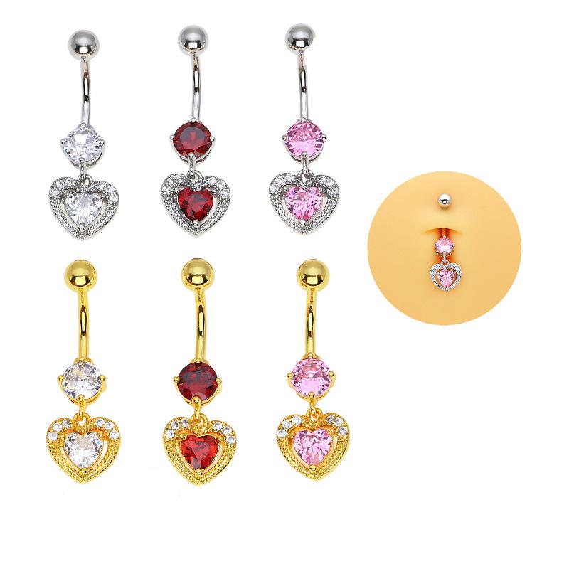 ヘソピアス レディース 女性用 サージカルステンレス 電気メッキ加工 マイクロパヴェ ジルコニア ハー..