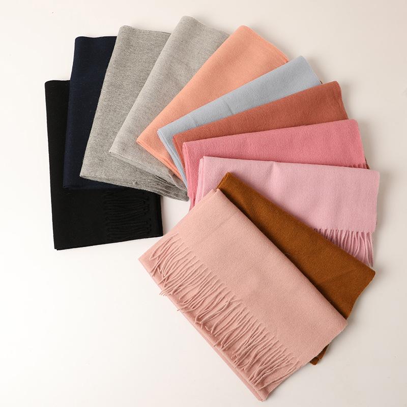 マフラー 男女兼用 羊毛 無地 ロング ストール フリンジ あったか 保温性抜群 秋冬 ビジネス オフィス ..