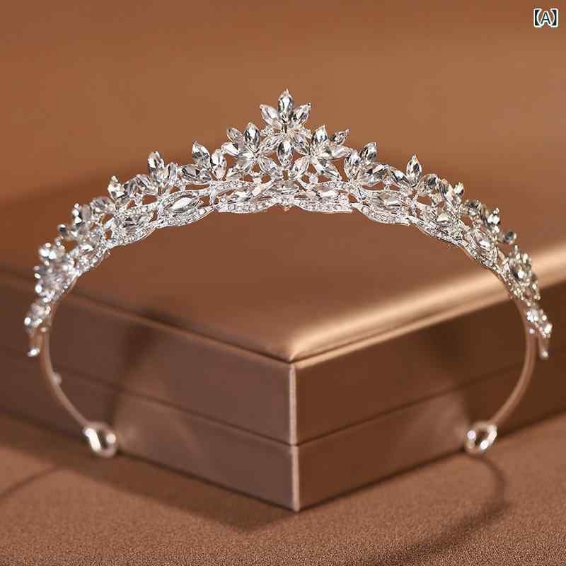 ティアラ レディース キッズ 上品 高級感 レトロ シンプル ブライダル 結婚式 披露宴 成人式 発表会 誕生日 パーティー プリンセス 髪飾り ヘッドドレス 合金製 電気メッキ加工 ラインストーン シルバー ゴールド 2