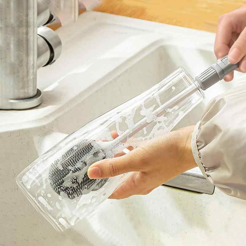 カップブラシ 長柄 シリコン 多機能 哺乳瓶 水筒 コップ グラス マグボトル 細口 隅々まで洗える 清潔 ..