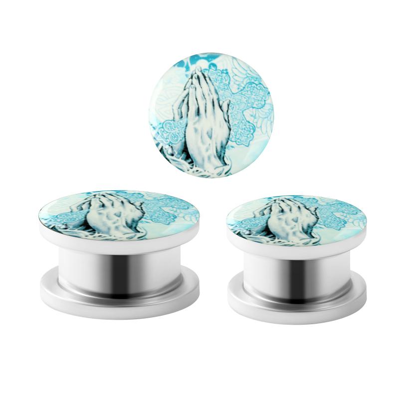 ボディピアス 男女兼用 ユニセックス ステンレス製 幾何学デザイン 拡張器 エキスパンダー 手のひらモ..