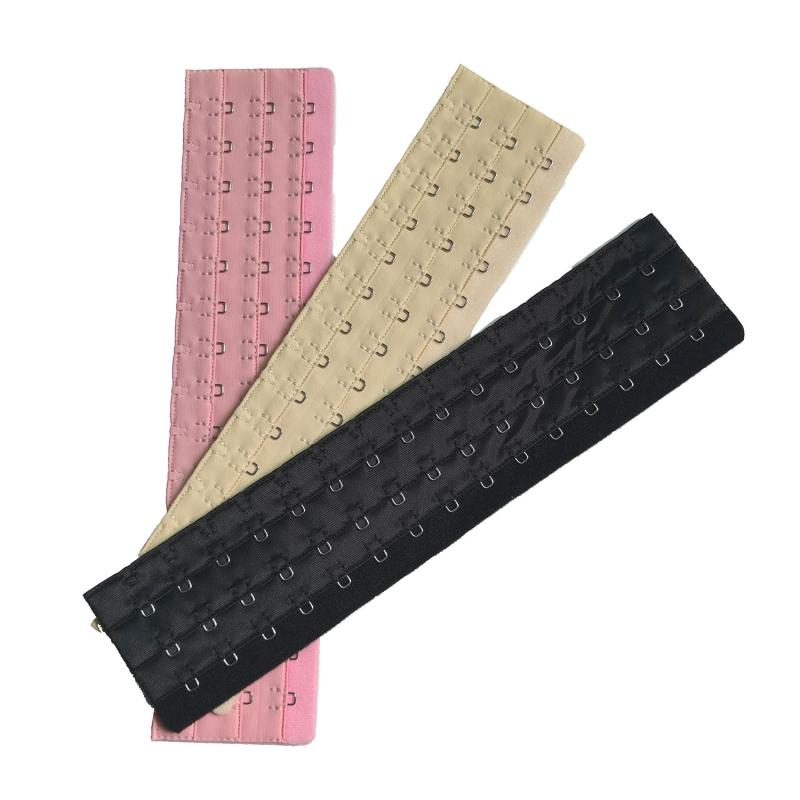 コルセット ウエストニッパー 延長ホック 3列 ダブルピン スクエアバックル サイズ調整用 幅広 丈夫 ポリエステルコットン混 補正下着インナー用 ブラック ベージュ ピンク パープル 快適フィット 多サイズ展開