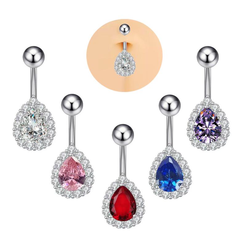 へそピアス 男女兼用 ユニセックス 天使の涙 雫 ドロップ ジルコニア 電気メッキ加工 銅製 おしゃれ フ..