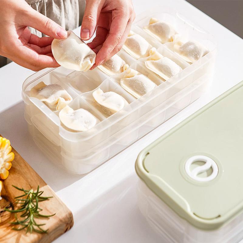 餃子ケース 冷蔵庫収納 冷凍保存 ワンタン 餃子 水餃子 多層トレー 大容量 密閉 保存容器 食品用PP素材..