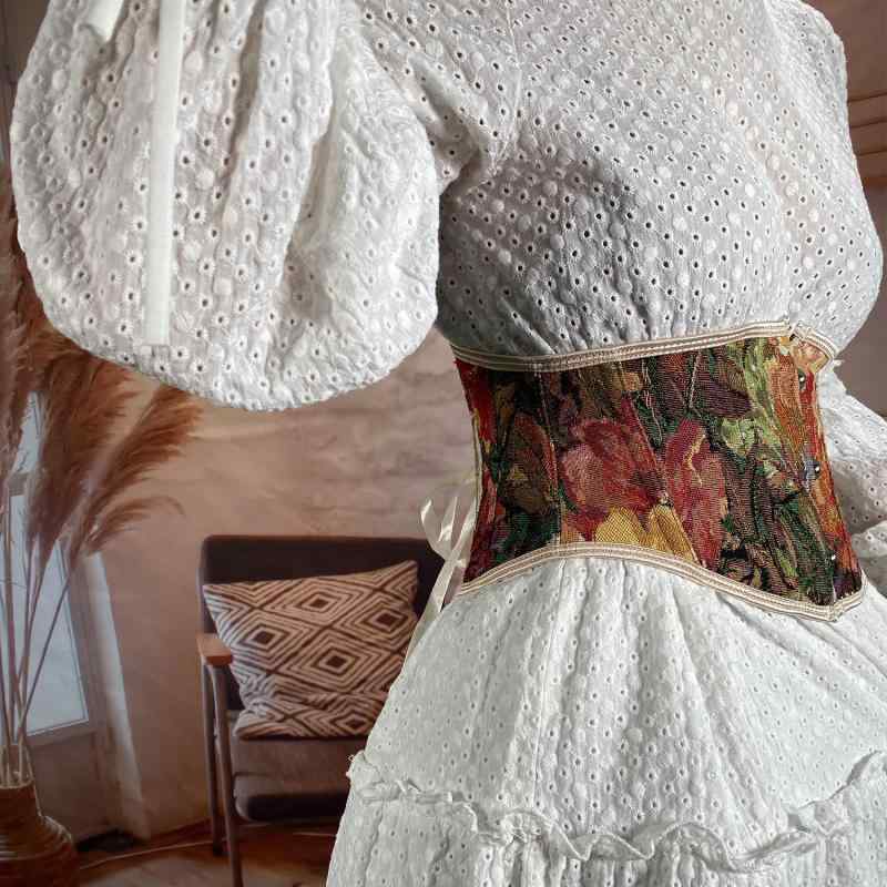 コルセット ロリータ ウエストニッパー 魚骨ボーン入り 補正下着 ウエスト引き締め スタイルアップ 油..