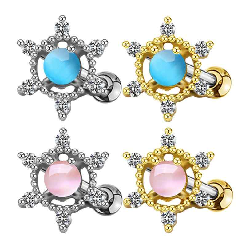 ピアス 男女兼用 韓国風 軟骨ピアス ヘリックスピアス ボディピアス カラフル カラージルコニア スクリューボール 細軸 20G ステンレス製 電気メッキ仕上げ