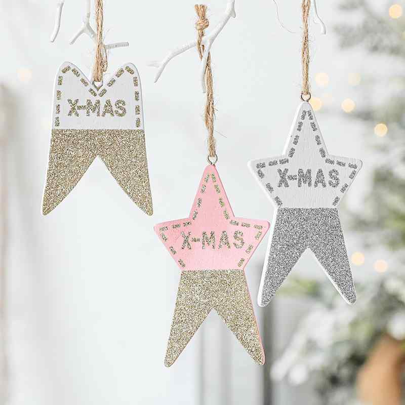 ・サイズ: 多サイズ・カラー展開: ゴールド透かし五角星, ゴールド五角星, ピンク五角星, ホワイト五角星, ゴールド羽根, ピンク羽根, ホワイト羽根・加工: 彩色・カテゴリ: チャーム・適用シーン: クリスマス