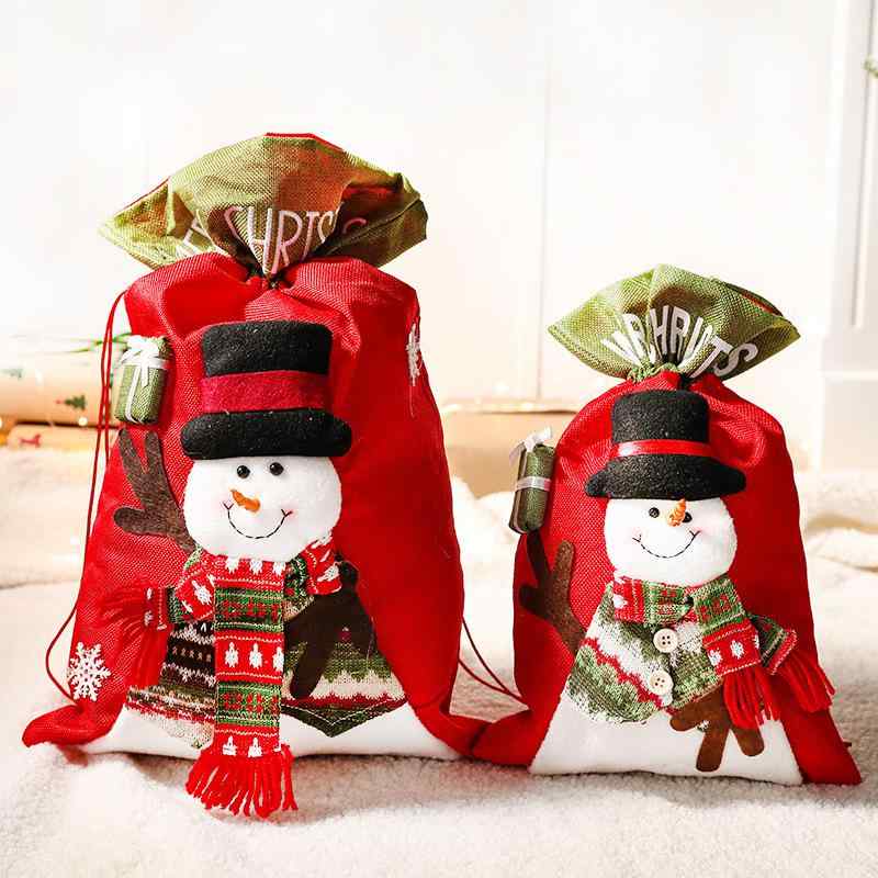 ギフトバッグ キッズ 子供用 クリスマス 不織布製 おしゃれでかわいい キャラクター柄 プレゼント ラッピング 小分け袋 手提げ袋 りんご お菓子 キャンディ 靴下 ソックス入れ 小物 イベント パーティー 贈り物