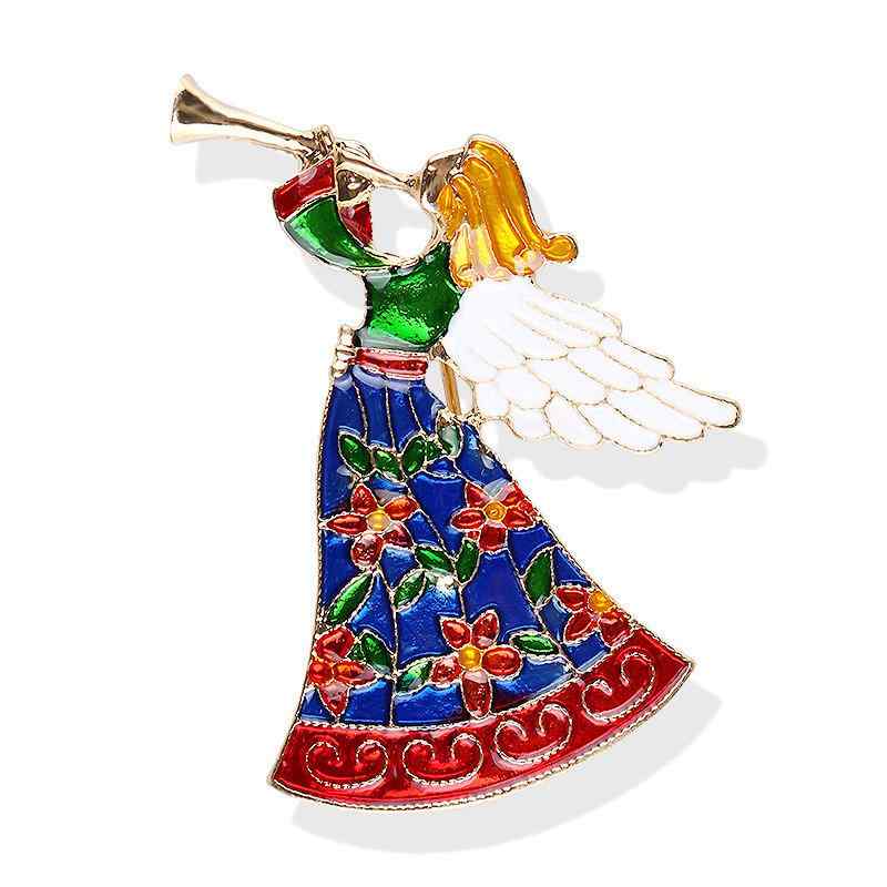 ブローチ レディース 韓国風 かわいい エナメル 合金 オシドリモチーフ 音楽演奏少女 カラフル配色 電..