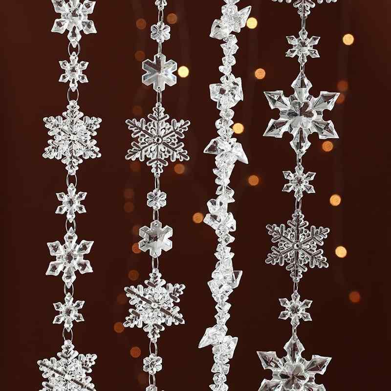クリスマスオーナメント アクリル 透明 雪の結晶 ジルコニア風 ビーズストリング クリスタルガーランド ウェディング イベント パーティー 飾り付け ツリーデコレーション 吊り下げ装飾