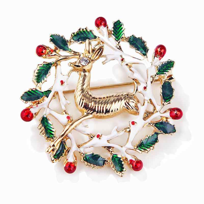 ブローチ 男女兼用 合金製 電気メッキ加工 個性的 ユニーク 欧米風 クリスマス トナカイ 鹿 動物モチー..