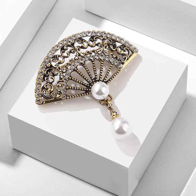 ブローチ 男女兼用 上品 エレガント 中国風 民族風 エスニック ラインストーン パール レトロ アンティ..