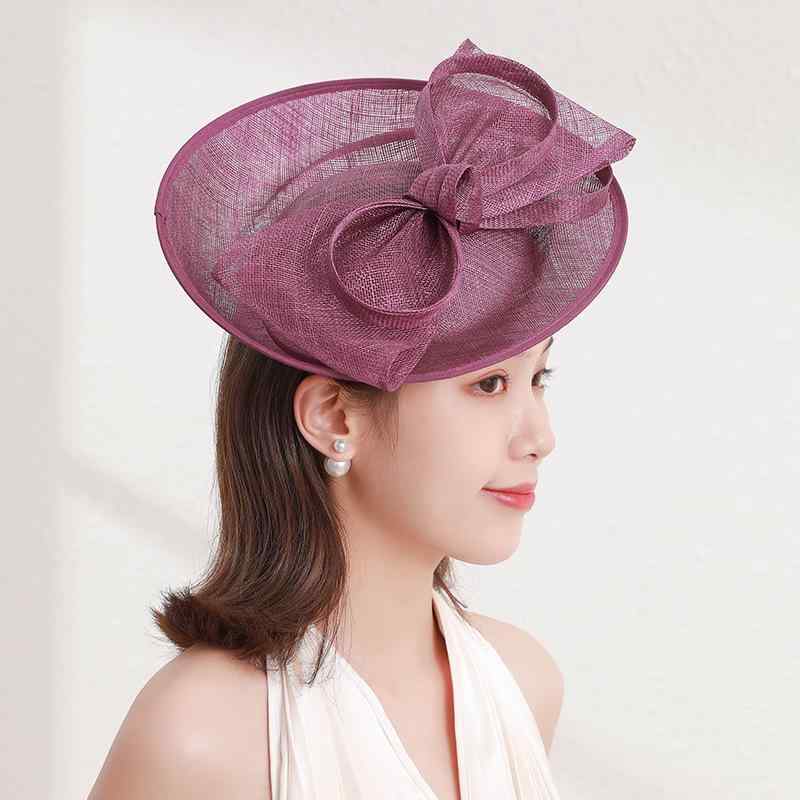 麦わら帽子 レディース つば広 日よけ UVカット フレンチスタイル レトロ エレガント 上品 麻混 植物繊維 春夏 旅行 リゾート お出かけ プラムカラー(4.0)