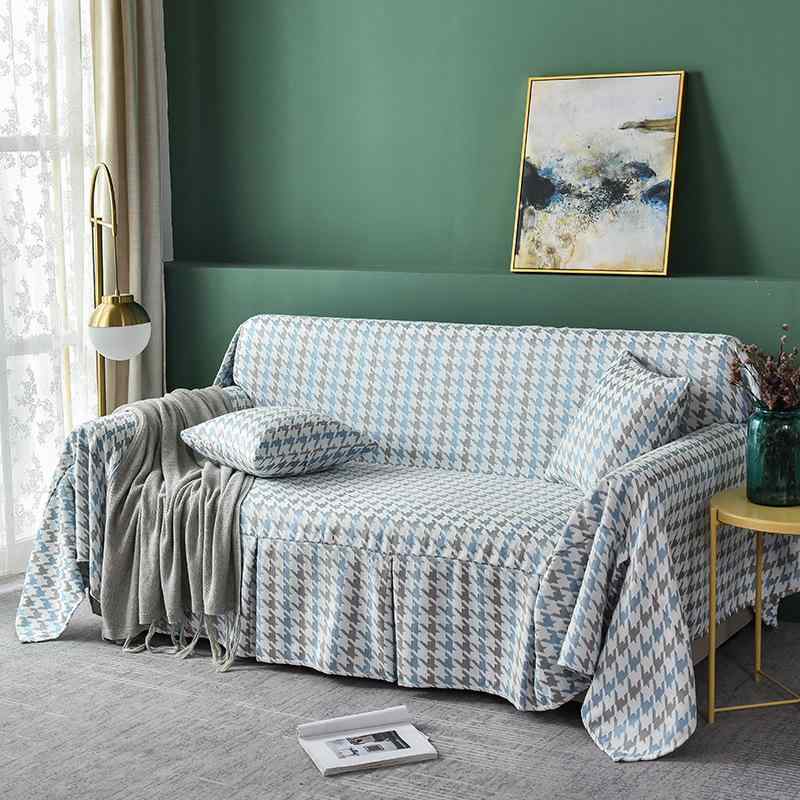 ソファカバー 3人掛け用 千鳥格子柄 裾フリル シェニール素材 防塵 オールシーズン対応 モダン シンプル おしゃれ リビングインテリア ソファーカバー