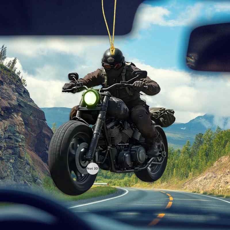 キーホルダー メンズ バイク少年 ライダー クール スタイリッシュ 2Dデザイン アクリル製 軽量 クリア 透明 カーアクセサリー 車内装飾 バックミラーチャーム デコレーション おしゃれ(x2)