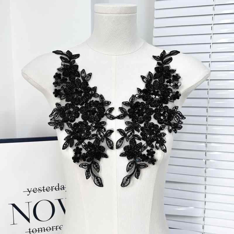 ウェディング ヘッドドレス レディース 立体感 チュール ビーズ スパンコール 花柄刺繍 レース ペア ブ..