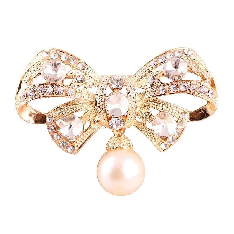 ブローチ レディース 胸元留め 谷間隠し 結婚式 披露宴 二次会 入学式 卒業式 パーティー 韓国風 ハンドメイド パール パール クリスタル ラインストーン リボン 蝶々結び 揺れるチャーム ペンダント 上品 エレガント