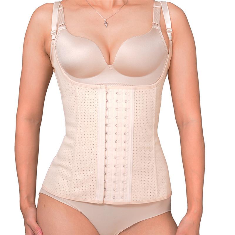 ウエストシェイパー レディース お腹引き締め 調節可能 細肩ストラップ 通気性 メッシュ ボーン入り フ..