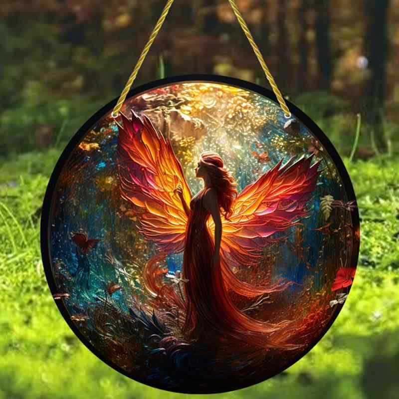 サンキャッチャー アクリル製 高品質 翼付き レッド 海の妖精 天使 窓飾り 玄関 ポーチ 庭園 吊り下げ 壁飾り おしゃれ インテリア オーナメント デコレーション 雑貨(x2)