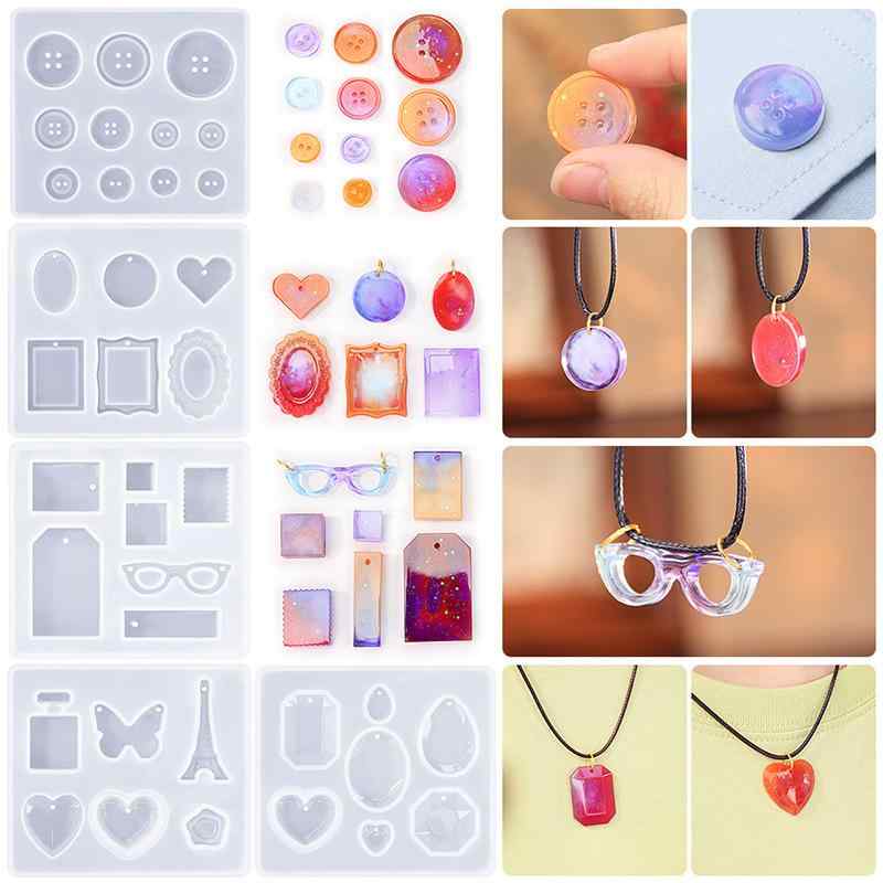 レジンモールド DIY シリコン型 様々なモチーフ ジルコニア エッフェル塔 数字 アルファベット ボタン ハート ペンダントトップ チャーム ピアス イヤリング アクセサリー 手作り(x2)