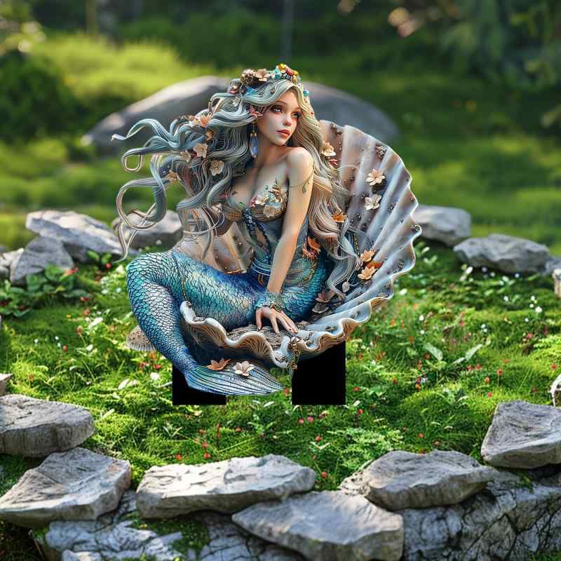 ガーデンピック ボヘミアンテイスト マーメイド アクリル シェル 屋外 ガーデニング オブジェ 装飾 オ..