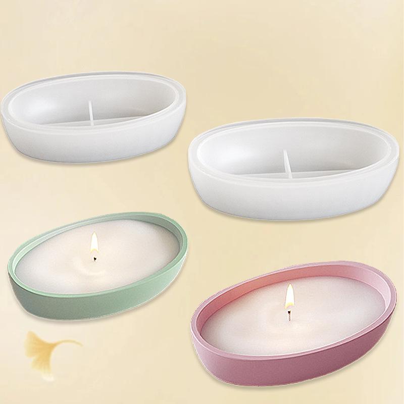 シリコンモールド 楕円形 DIY 石膏 レジンクラフト用 柔らか素材 収納容器 キャンドルカップ 小舟 植木鉢 オブジェ作成キット 手作り ハンドメイド 型 インテリア雑貨(x2)