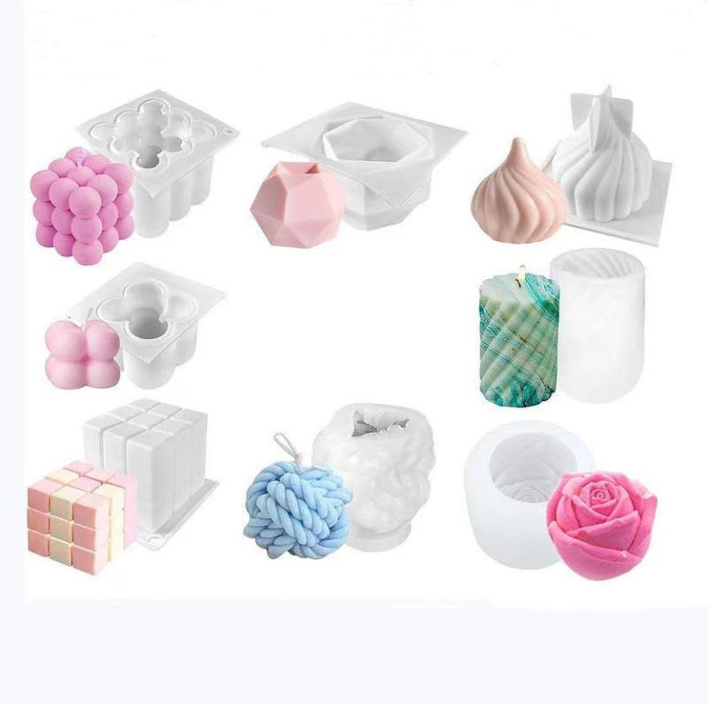 アロマキャンドルモールド シリコン型 8個セット DIY ハンドメイド 手作りキット キューブ 玉ねぎ 円柱..