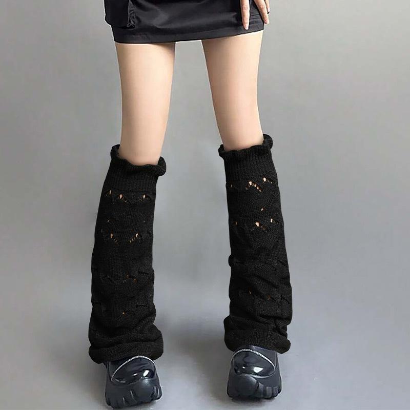 レッグウォーマー レディース 秋冬 レトロ Y2Kスタイル 保温 あったか 防寒 くしゅくしゅ ボタン バイ..