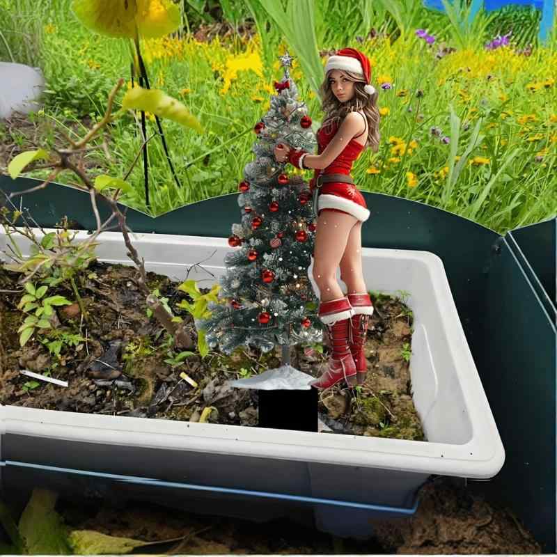 ガーデンピック アクリル製 耐候性 軽量 金髪エルフ クリスマスツリー 屋外 庭 植木鉢 デコレーション オーナメント おしゃれ かわいい クリスマスパーティー オブジェ 約12x30cm(x2)