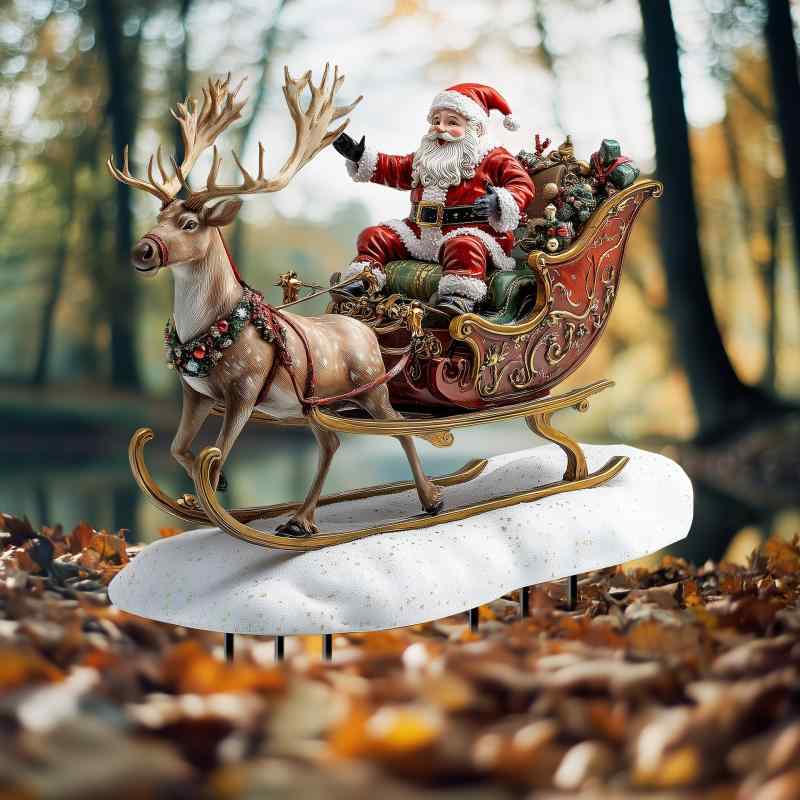 ガーデンオーナメント 防水 耐久性 アクリル製 プリント サンタクロース トナカイ ルドルフ アメリカン..