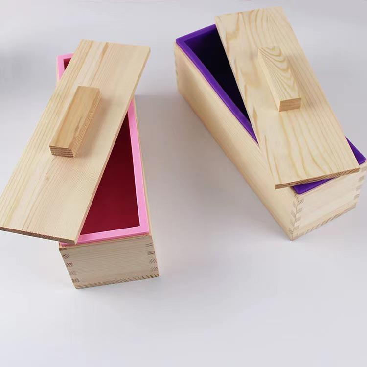 シリコンモールド 1.2kg 長方形 手作りソープ用 ハンドメイド DIY ケーキ用 ベーキング 木箱 蓋付き 3..