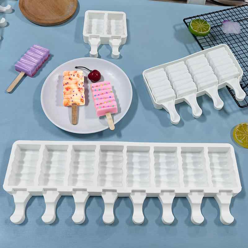 シリコンモールド 子供用 DIY 4連 ブロック型 アイスクリーム アイスキャンディー ロリポップ 米粉ケーキ 製菓 手作り お菓子作り ホームパーティー(x2)