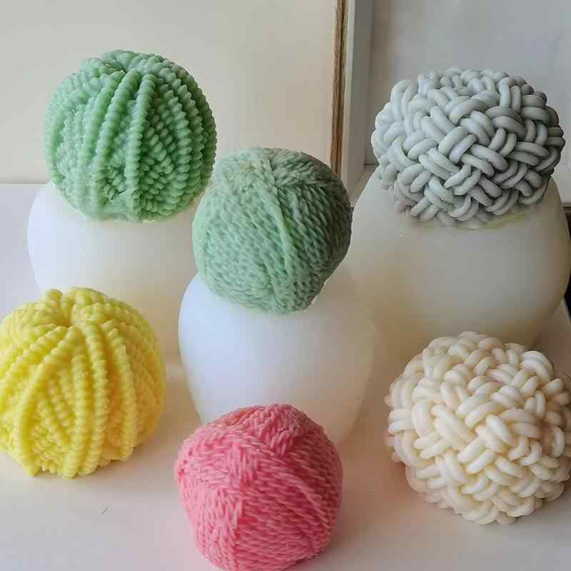 モールド 手芸用品 立体 毛糸玉 細網 縄結び パール シリコン製 アロマキャンドル 石膏 手作り石鹸 ク..