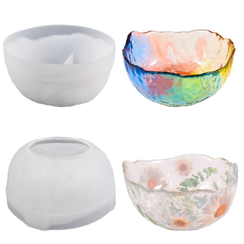 シリコンモールド DIY エポキシレジンクラフト 不規則 ユニークデザイン 円形 収納ボウル フルーツプレート 小物入れ アクセサリートレイ 植木鉢 多肉植物鉢 キャンドルホルダー ハンドメイド(x2)