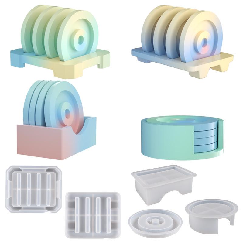 シリコンモールド DIY レジン 鏡面 長方形 円形 収納ボックス 小物入れ アクセサリースタンド 円環 コ..