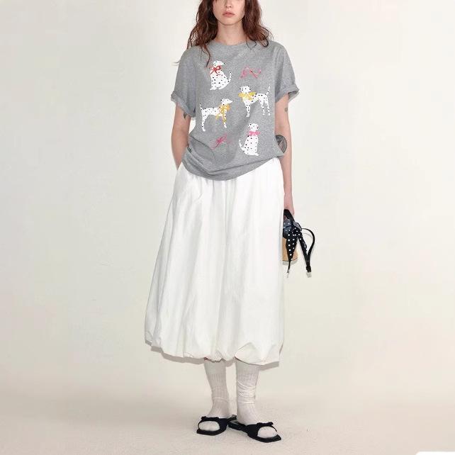 スカート レディース ウエストゴム 軽量 エアリー バルーンスカート ミモレ丈 プリーツ 切り替え ユニークデザイン 着回し 通勤スタイル 快適カジュアル 春夏